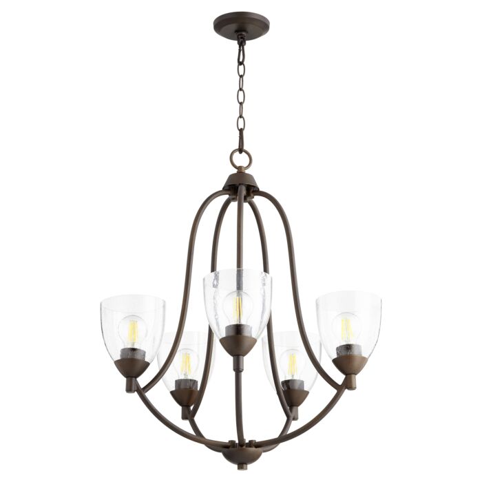 Quorum Barkley 5 Light 27 Inch Transitional Chandelier in Oiled Bronze with