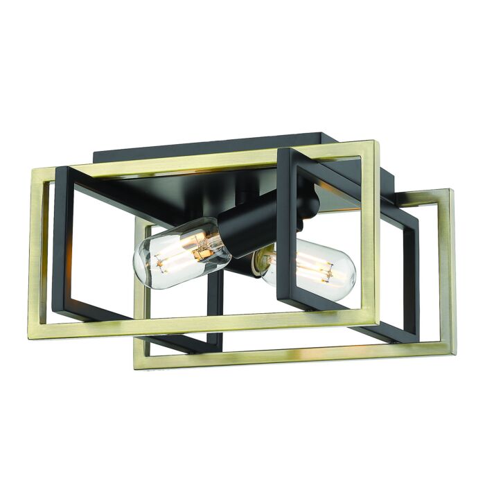 Golden Tribeca 2 Light 12 Inch Ceiling Light in Black