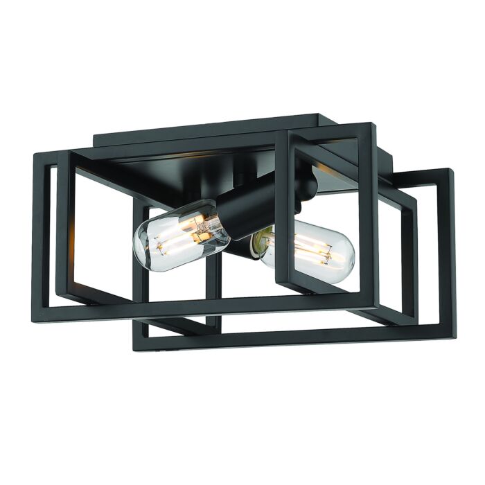 Golden Tribeca 2 Light 12 Inch Ceiling Light in Black