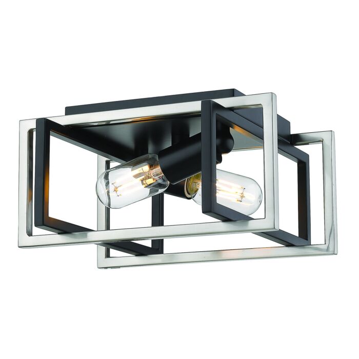 Golden Tribeca 2 Light 12 Inch Ceiling Light in Black