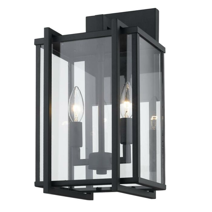 Golden Tribeca 2 Light Outdoor Wall Light in Natural Black