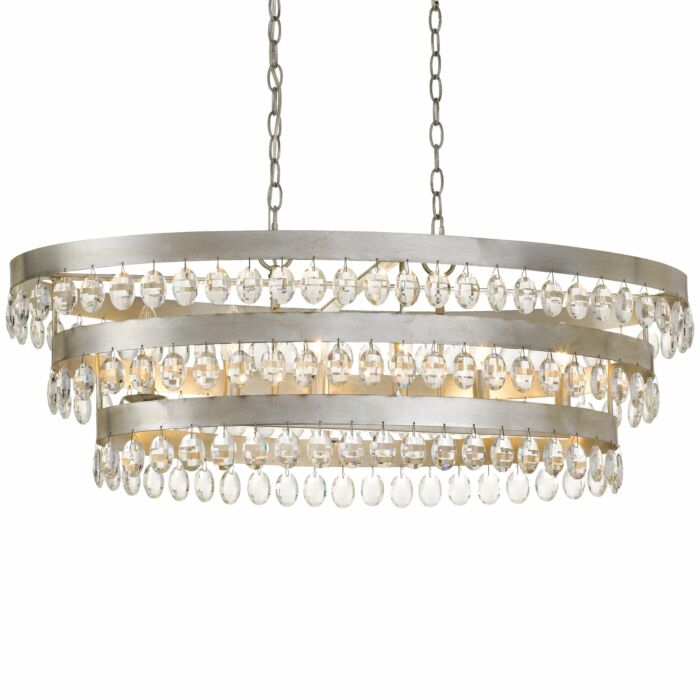 Crystorama Perla 6 Light 13 Inch Transitional Chandelier in Antique Silver with Clear Hand Cut Crystals