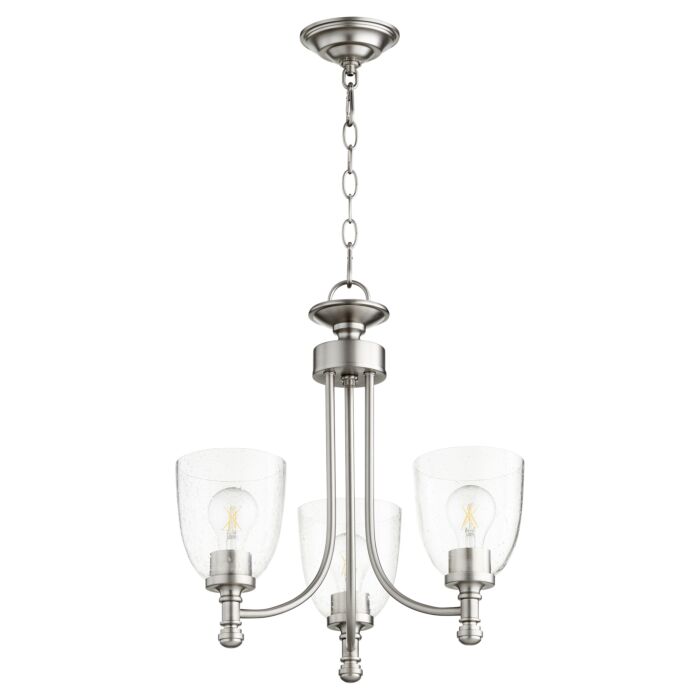 Quorum Rossington 3 Light 19 Inch Transitional Chandelier in Satin Nickel with
