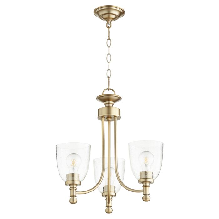 Quorum Rossington 3 Light 19 Inch Transitional Chandelier in Aged Brass with
