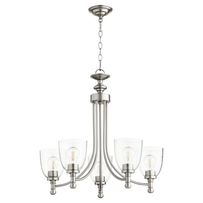 Quorum Rossington 5 Light 25 Inch Transitional Chandelier in Satin Nickel with