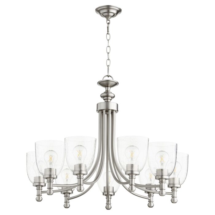 Quorum Rossington 9 Light 23 Inch Transitional Chandelier in Satin Nickel with