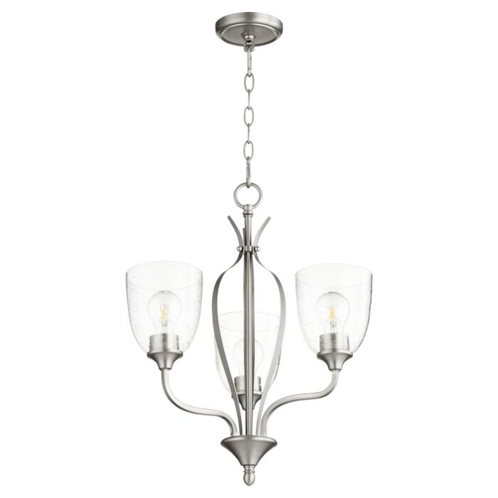 Quorum Jardin 3 Light 21 Inch Transitional Chandelier in Satin Nickel with