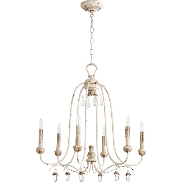 Quorum Venice 6 Light 27 Inch Transitional Chandelier in Persian White