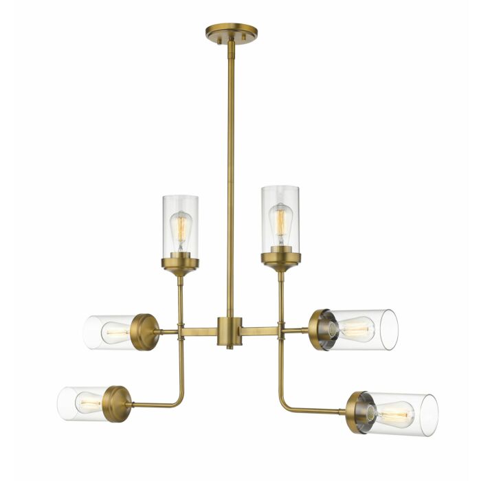 Z Lite Calliope 6 Light Pendant Light In Foundry Brass