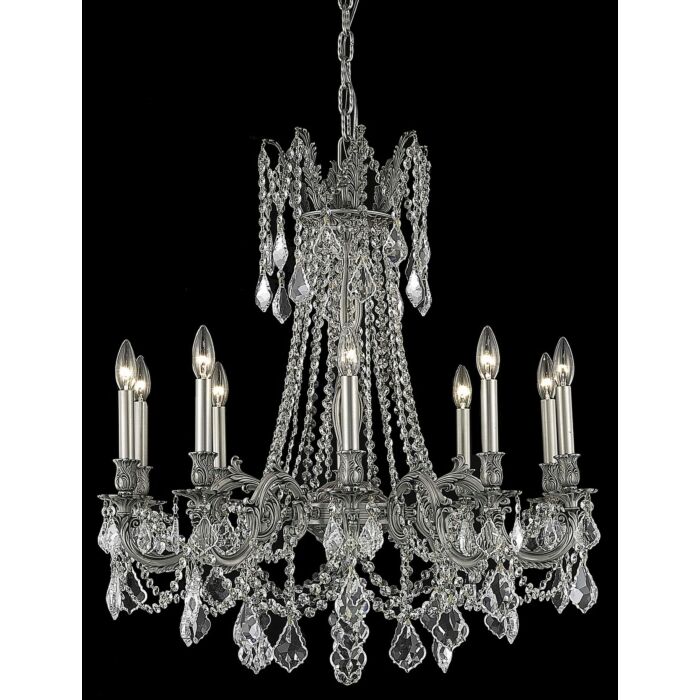 Rosalia 10-Light Chandelier in Pewter