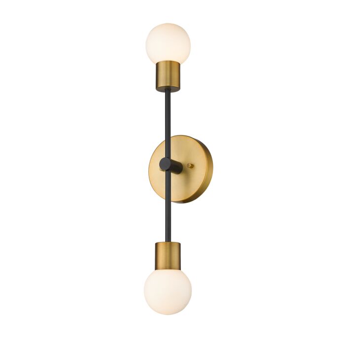 Z Lite Neutra 2 Light Wall Sconce In Matte Black With Foundry Brass