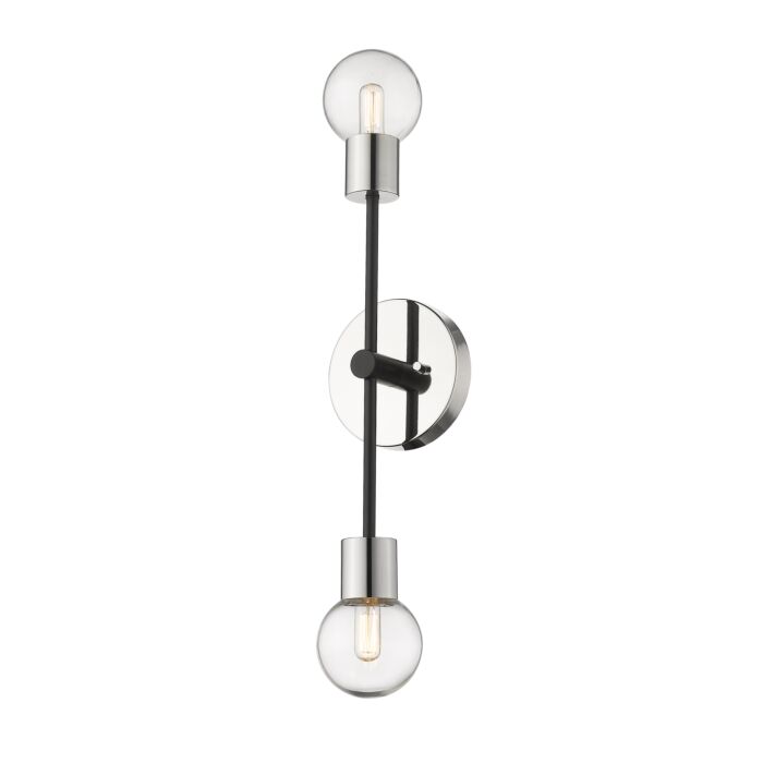 Z Lite Neutra 2 Light Wall Sconce In Matte Black With Polished Nickel