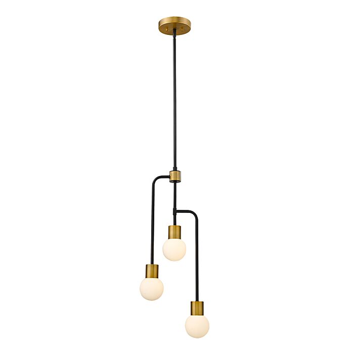 Z Lite Neutra 3 Light Chandelier In Matte Black With Foundry Brass