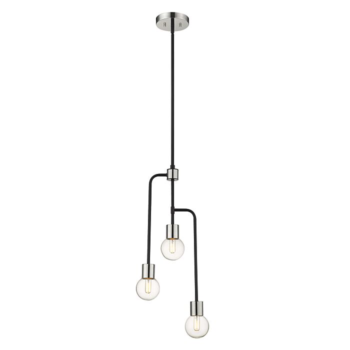 Z Lite Neutra 3 Light Chandelier In Matte Black With Polished Nickel