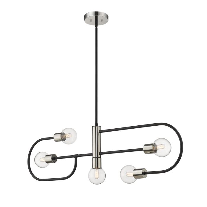 Z Lite Neutra 5 Light Chandelier In Matte Black With Polished Nickel