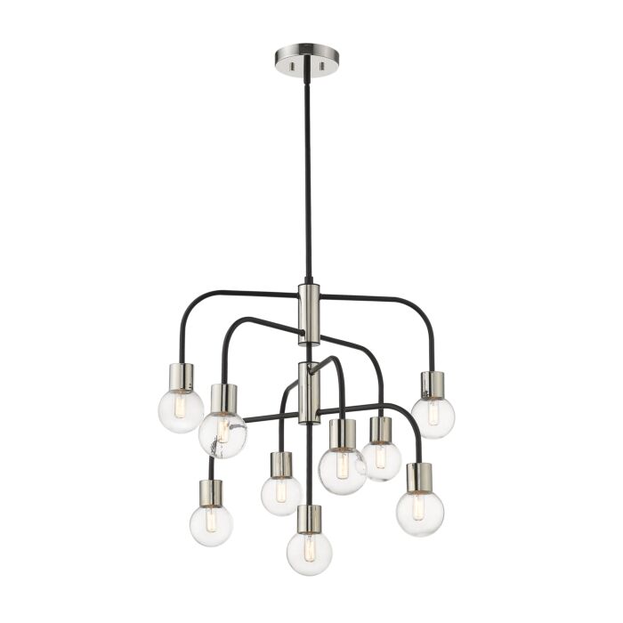 Z Lite Neutra 9 Light Chandelier In Matte Black With Polished Nickel