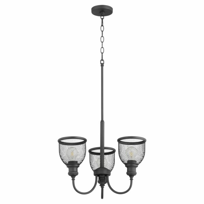 Quorum Omni 3 Light 16 Inch Transitional Chandelier in Noir