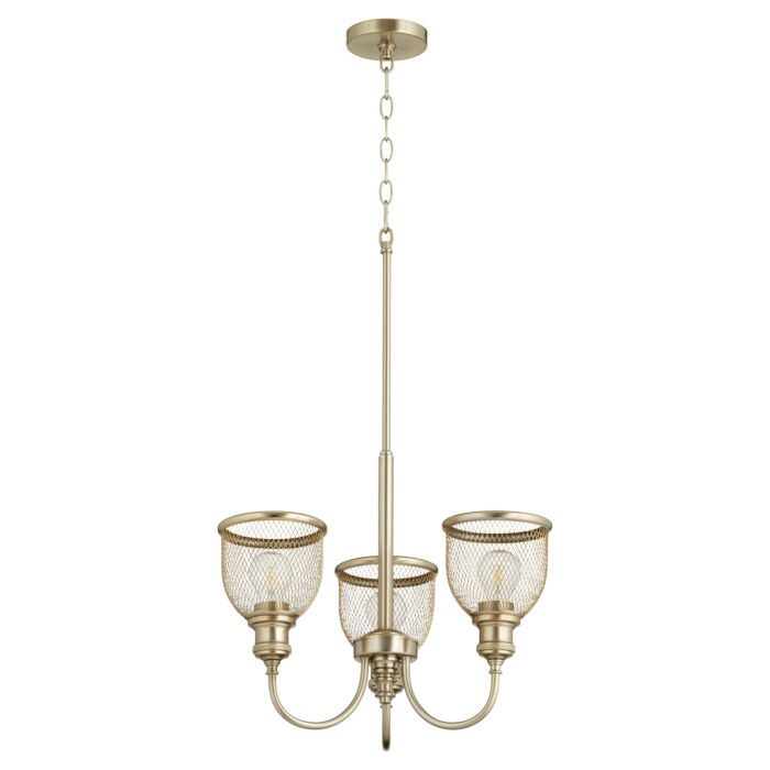 Quorum Omni 3 Light 16 Inch Transitional Chandelier in Aged Brass