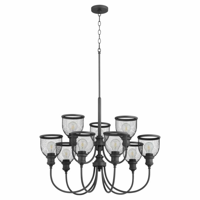 Quorum Omni 9 Light 25 Inch Transitional Chandelier in Noir