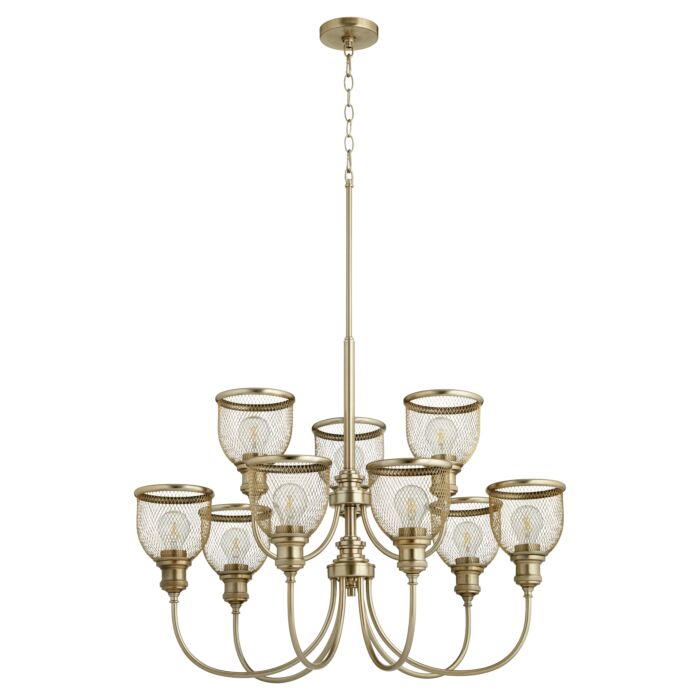 Quorum Omni 9 Light 25 Inch Transitional Chandelier in Aged Brass