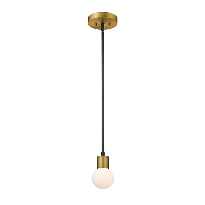 Z Lite Neutra 1 Light Mini Pendant Light In Matte Black With Foundry Brass