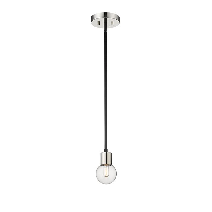 Z Lite Neutra 1 Light Mini Pendant Light In Matte Black With Polished Nickel