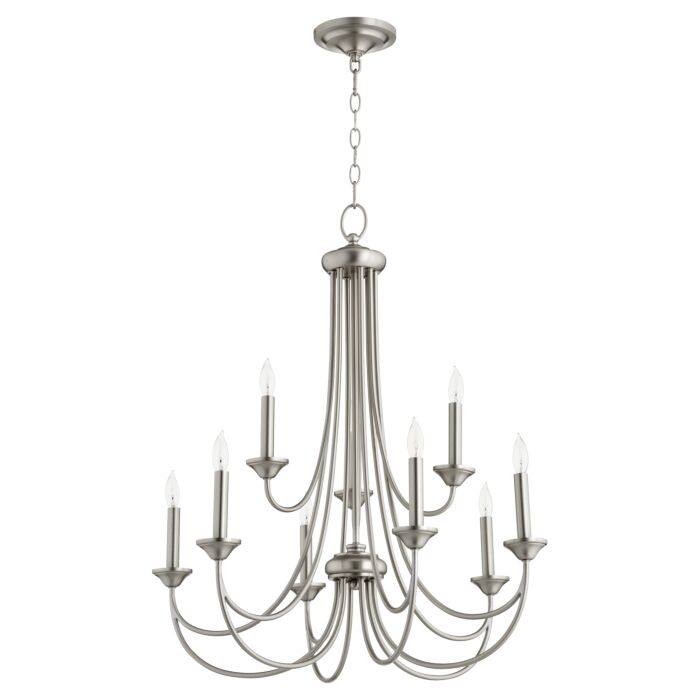 Quorum Brooks 9 Light 32 Inch Transitional Chandelier in Satin Nickel