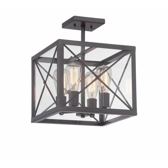 High Line 4-Light Semi-Flush Mount in Satin Bronze
