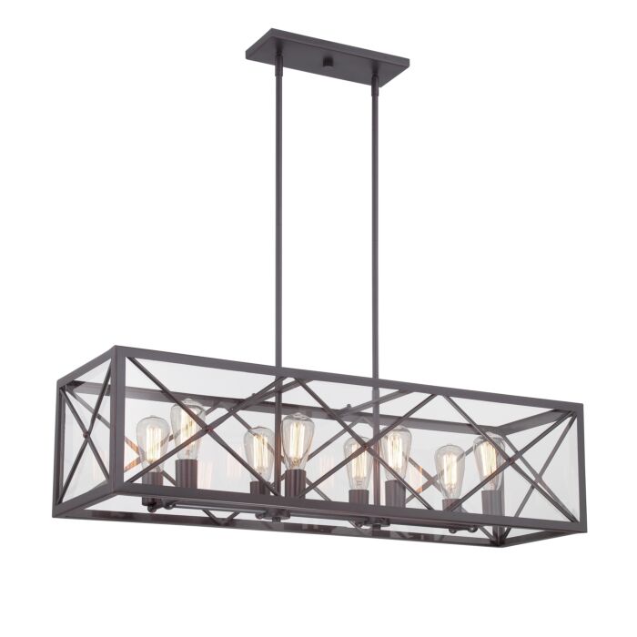 High Line 8-Light Linear Chandelier in Satin Bronze