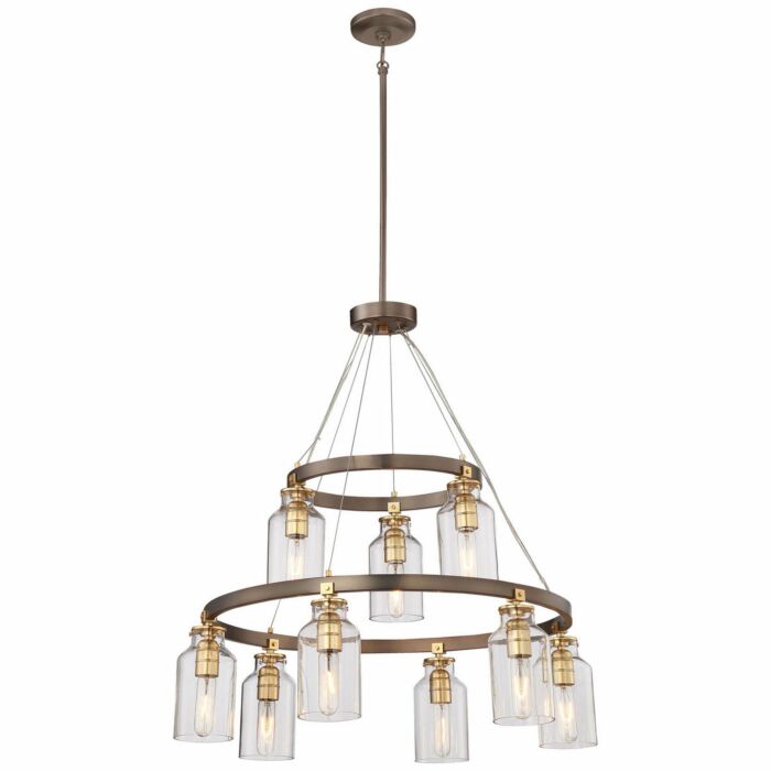 Minka Lavery Morrow 9 Light Transitional Chandelier in Harvard Court Bronze with Gold Highlights