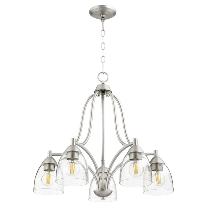 Quorum Barkley 5 Light 23 Inch Dinette & Breakfast Chandelier in Satin Nickel with