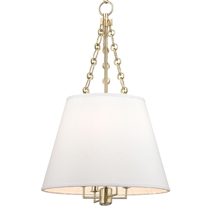 Hudson Valley Burdett 4 Light 24 Inch Pendant Light in Aged Brass