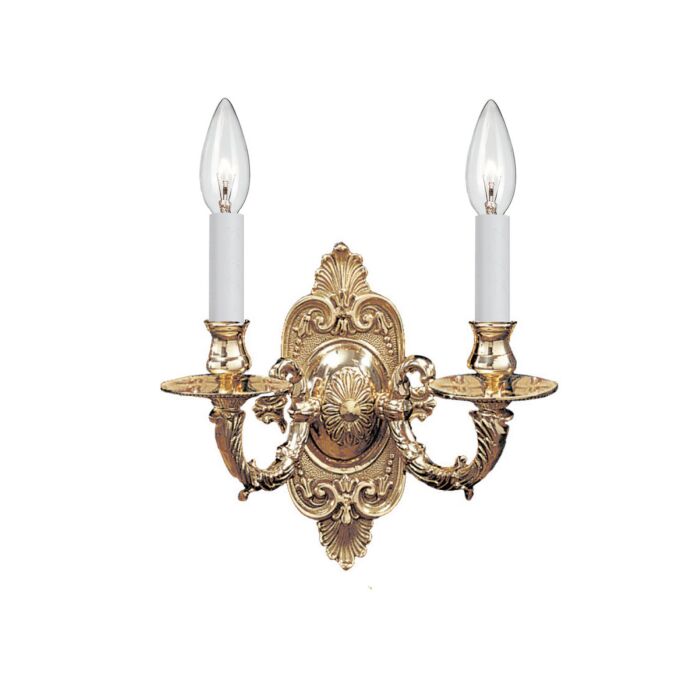 Crystorama 2 Light 10 Inch Wall Sconce in Polished Brass