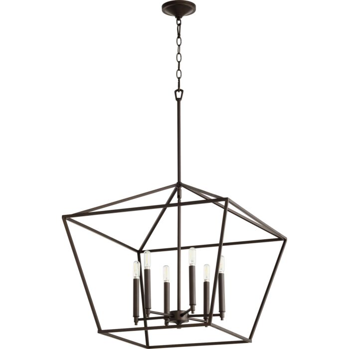 Quorum Gabriel 6 Light 24 Inch Foyer Light in Oiled Bronze