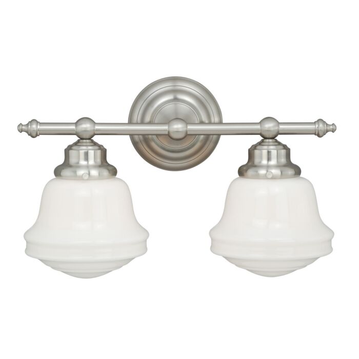 Huntley 2-Light Bathroom Vanity Light in Satin Nickel