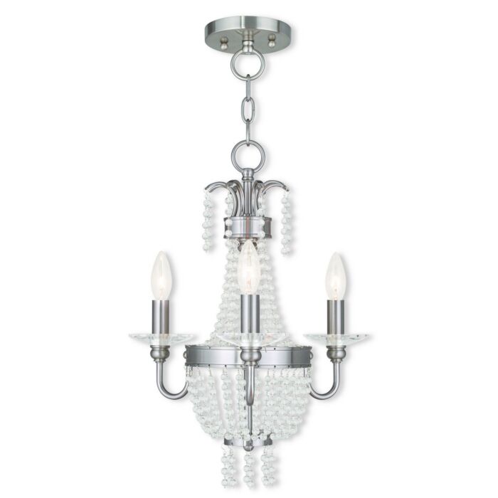 Valentina 3-Light Mini Chandelier with Ceiling Mount in Brushed Nickel