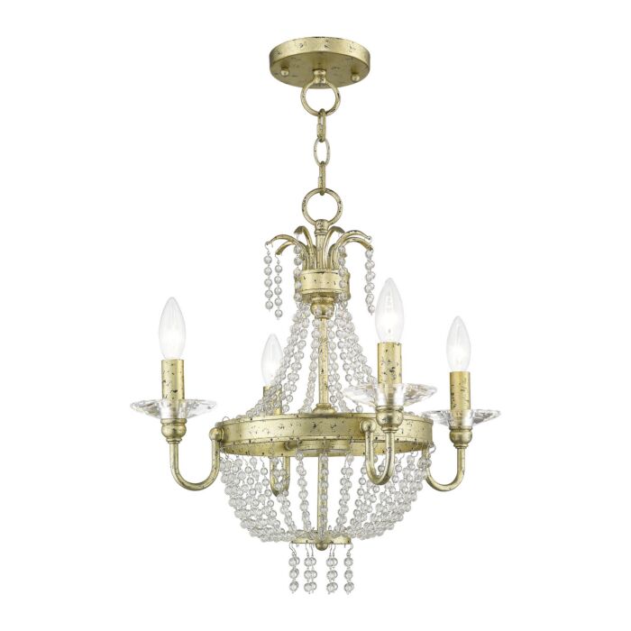Valentina 4-Light Mini Chandelier with Ceiling Mount in Hand Applied Winter Gold