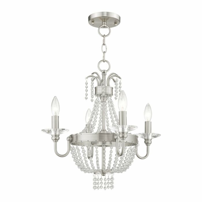 Valentina 4-Light Mini Chandelier with Ceiling Mount in Brushed Nickel