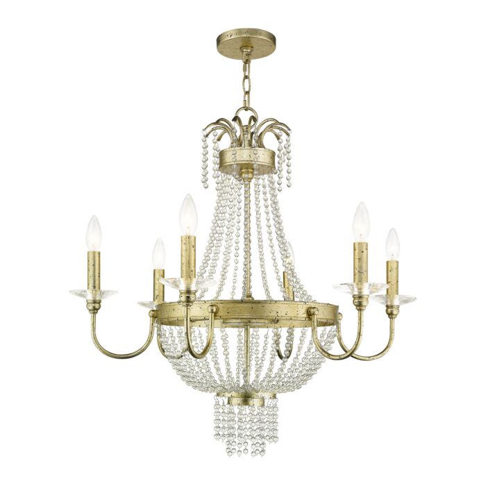 Valentina 6-Light Chandelier in Hand Applied Winter Gold