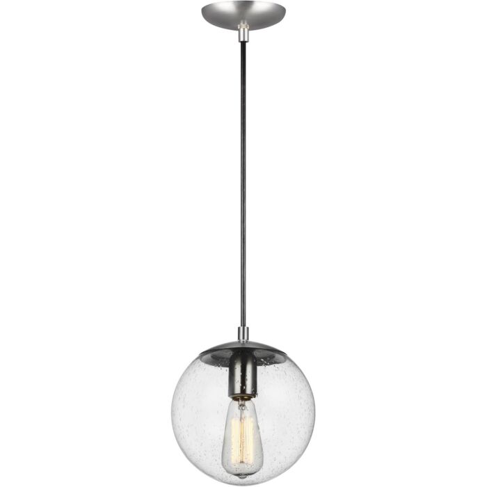 Sea Gull Leo   Hanging Globe 9 Inch Pendant Light in Satin Aluminum