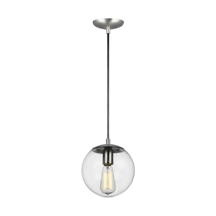 Sea Gull Leo   Hanging Globe LED Pendant Light in Satin Aluminum