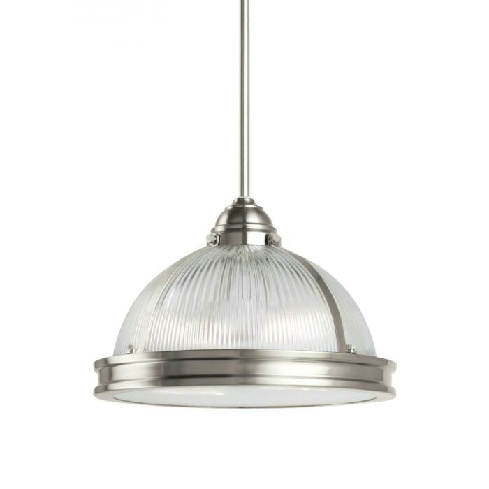Sea Gull Pratt Street Prismatic 2 Light 9 Inch Pendant Light in Brushed Nickel