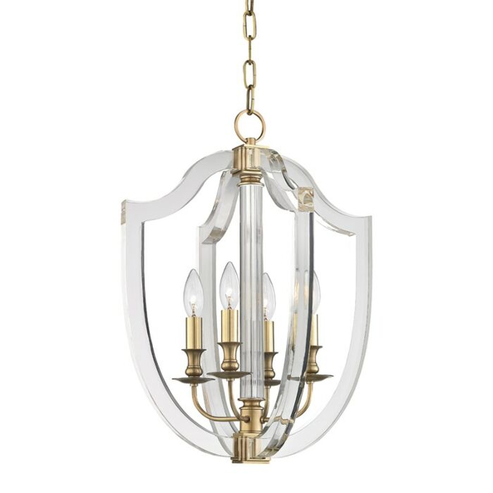 Hudson Valley Arietta 4 Light 22 Inch Pendant Light in Aged Brass