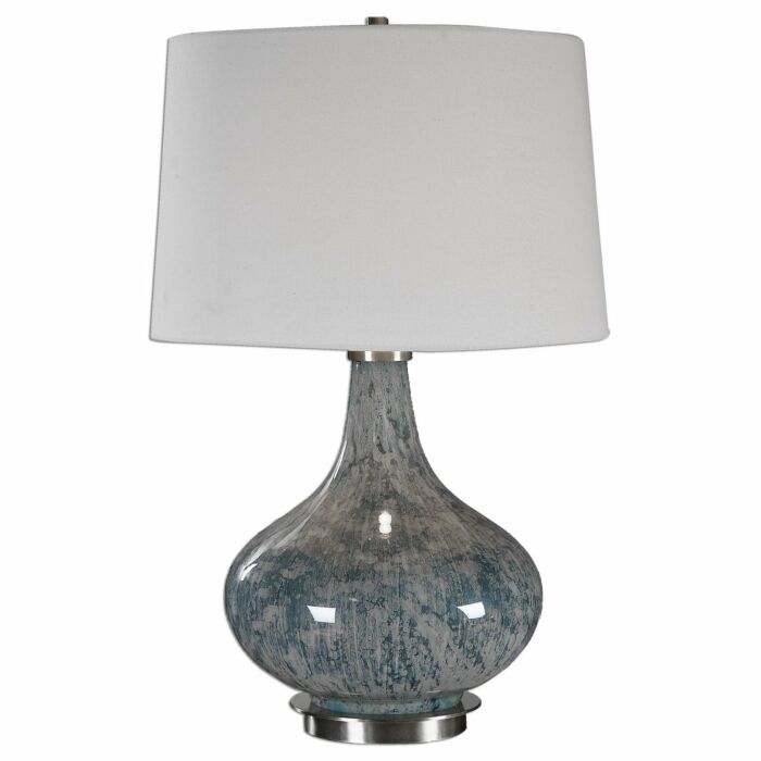 Celinda 1-Light Blue Gray Glass Lamps in Brass