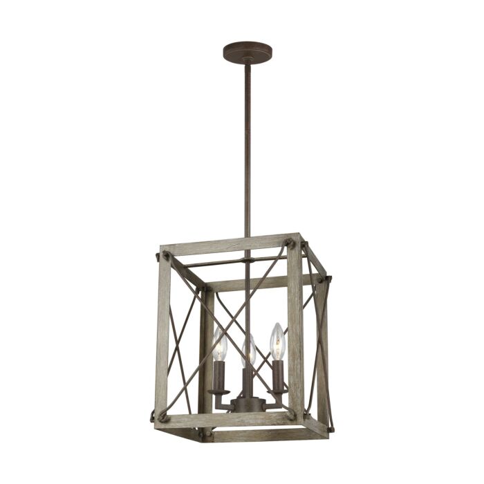Sea Gull Thornwood 3 Light Foyer Light in Washed Pine