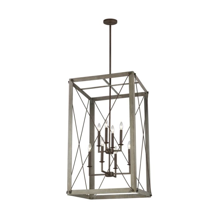 Sea Gull Thornwood 8 Light Foyer Light in Washed Pine