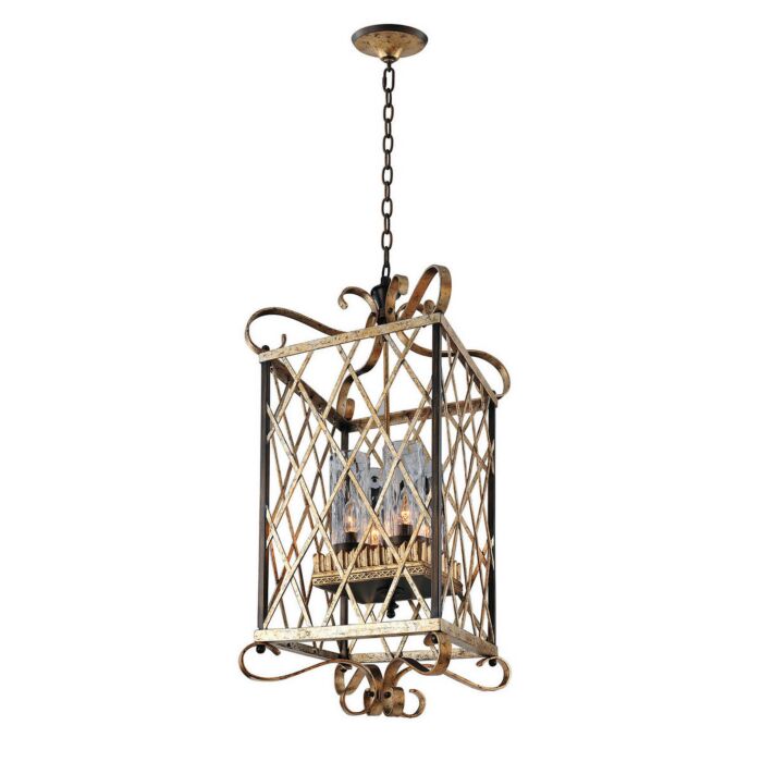 Kalco Trellis 4 Light Foyer Chandelier in Antique Silver Leaf