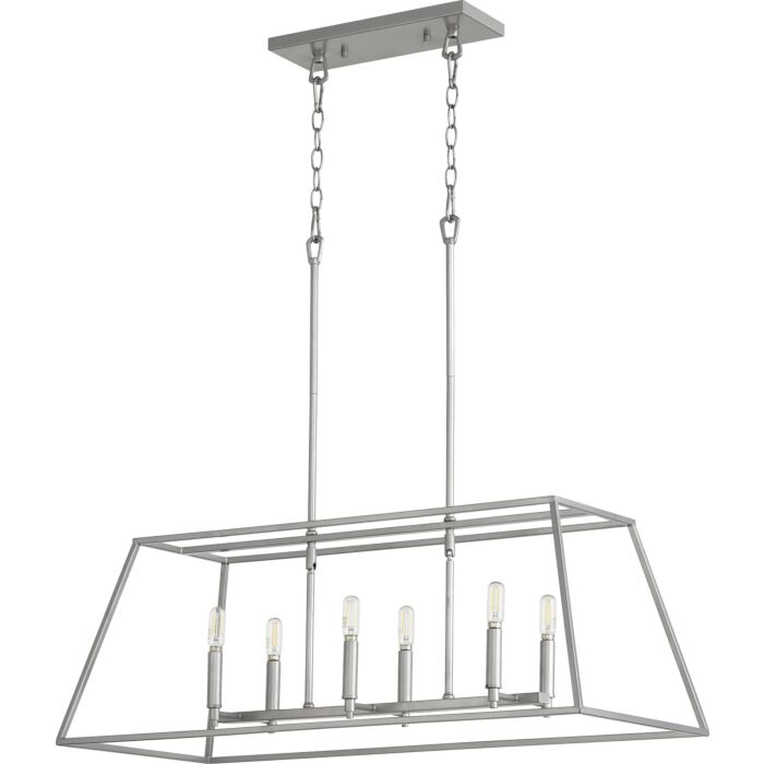 Quorum Gabriel 6 Light 15 Inch Pendant Light in Classic Nickel