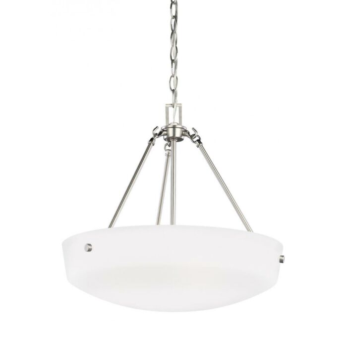 Sea Gull Kerrville 3 Light 18 Inch Pendant Light in Brushed Nickel
