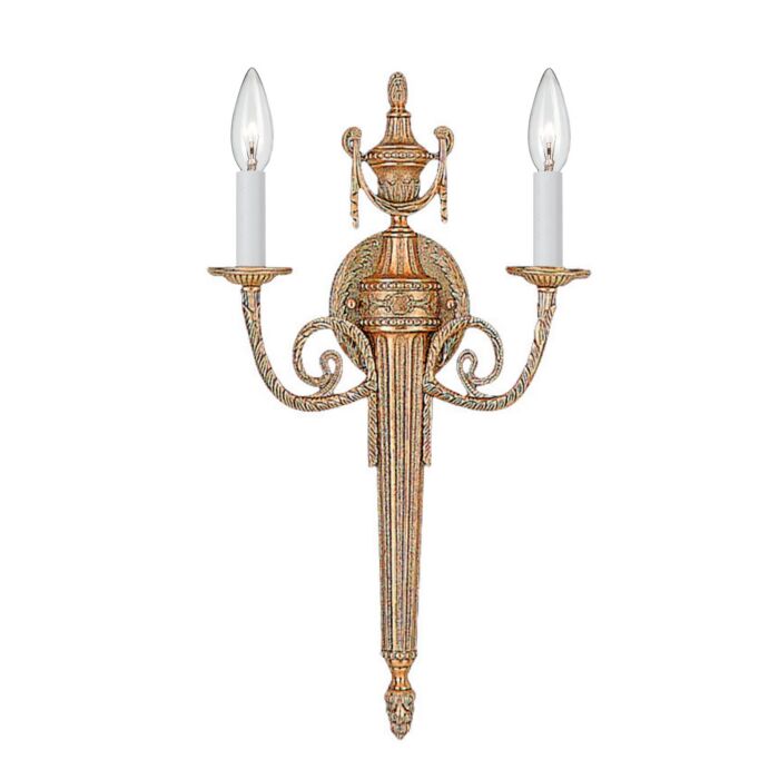 Crystorama 2 Light 20 Inch Wall Sconce in Matte Brass